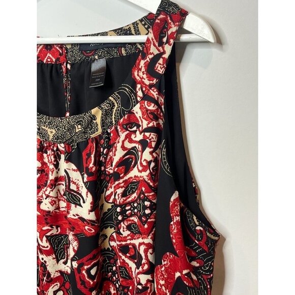 Ashley Stewart Top Womens Plus Size 26 4X Shirt Sleeveless Tunic Blouse Red Work - Picture 5 of 16